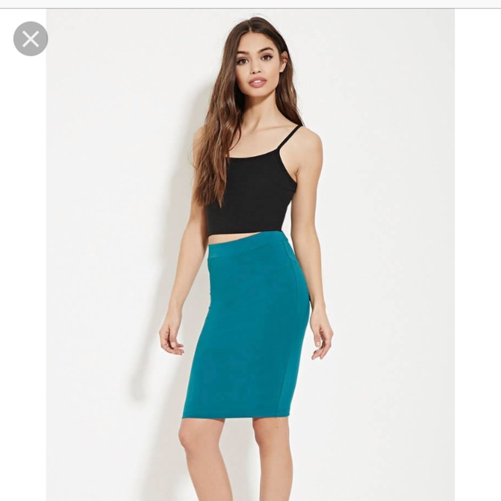 Dark teal blue pencil skirt